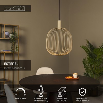 Lucide ESTEREL - Lámpara colgante - Ø 40 cm - 1xGU10 - Taupe | Essential